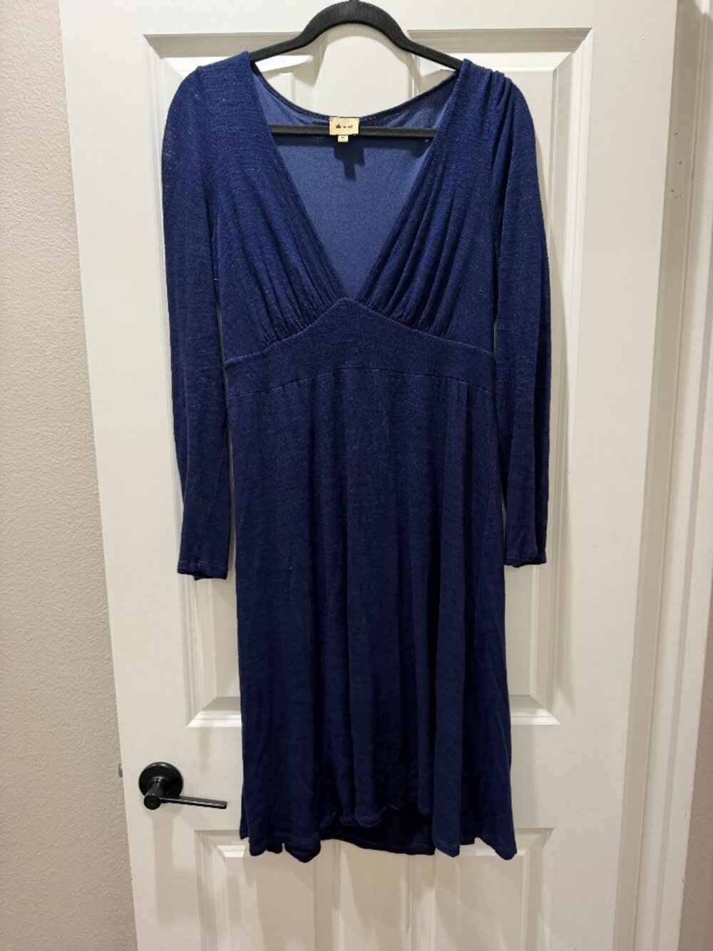 Ella Moss Blue V-Neck A-Line Long Sleeve Stretch Dress - Size M (EUC) 💙